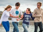 Students on St Andrews beach